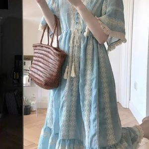 2023 Summer Casual Boho Midi Dress - Elegant Beach & Office Lady Short Sleeve One Piece