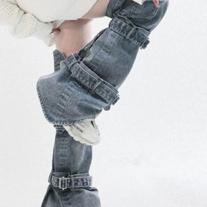 2023 Summer Y2K Fashion Women’s Denim Leggings - Casual Bandage Style for Trendy Looks