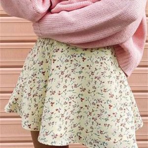 2023 Y2K Floral Printed Mini Skirt for Women - High Waist Pleated Summer Sundress