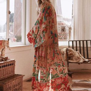 2024 Bohemian Floral Chiffon Wrap Dress - Summer Beach Wear Tunic & Sexy Sarong Pareo