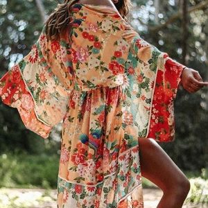 2024 Bohemian Floral Chiffon Wrap Dress - Summer Beach Wear Tunic & Sexy Sarong Pareo