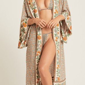 2024 Bohemian Printed Plus Size Women’s Summer Kimono Cardigan & Sarong Beach Top