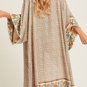 2024 Bohemian Printed Plus Size Women’s Summer Kimono Cardigan & Sarong Beach Top