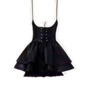 2024 Chic High Waist Black Leather Mini Dress & Casual Knitted Sweater Set - Y2K Style