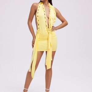 2024 New Y2K Aesthetic Asymmetrical Cropped Mini Dress for Trendy Outfits