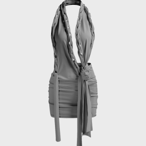 2024 New Y2K Aesthetic Asymmetrical Cropped Mini Dress for Trendy Outfits