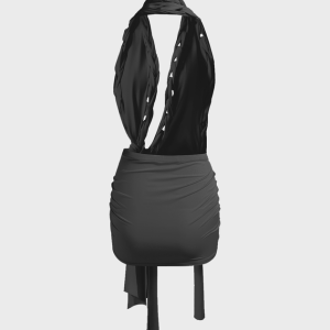 2024 New Y2K Aesthetic Asymmetrical Cropped Mini Dress for Trendy Outfits