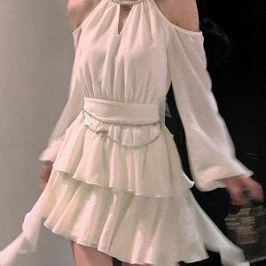 2024 New Y2K Aesthetic Mini Dress - Elegant Long Sleeve Casual Party Dress for Women