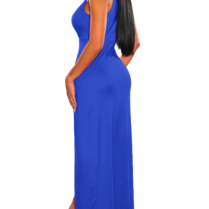 2024 New Y2K Aesthetic Side Slit V Neck Sleeveless Maxi Dress for Effortless Style