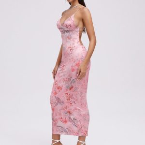 2024 New Y2K Backless Halter Butterfly Sleeveless Maxi Dress for Aesthetic Outfits