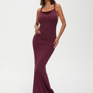 2024 New Y2K Backless Spaghetti Strap Sleeveless Maxi Dress for Effortless Coquette Style