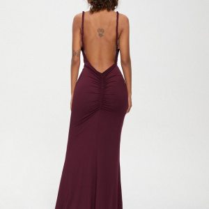 2024 New Y2K Backless Spaghetti Strap Sleeveless Maxi Dress for Effortless Coquette Style