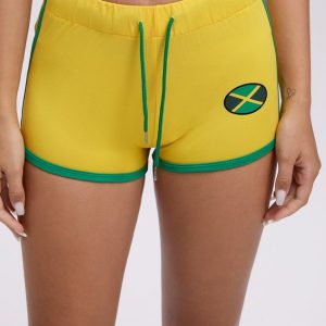 2024 New Y2K Color Block Activewear Shorts for Trendy Coquette and Grunge Aesthetics