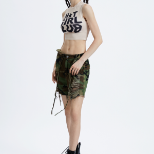 2024 New Y2K Khaki Graphic Basic Tank Top & Cami - Trendy Y2K Fashion Essential