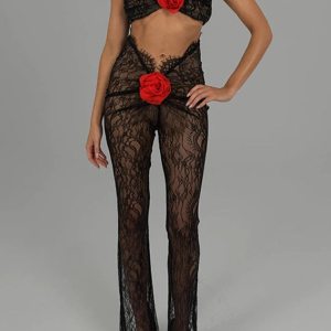 2024 New Y2K Lace Strapless Sleeveless Jumpsuit for Coquette and Grunge Aesthetic