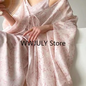 2024 Summer Y2K Chiffon Elegant 2-Piece Dress Set - French Style Midi Dress for Parties