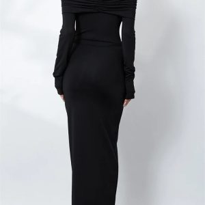 2024 Women’s Off-Shoulder Ruched Bodycon Dress - Y2K Aesthetic Cocktail Party Style