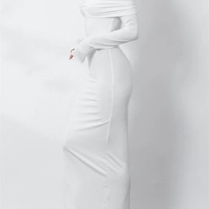 2024 Women’s Off-Shoulder Ruched Bodycon Dress - Y2K Aesthetic Cocktail Party Style