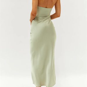 2024 Women’s Y2K Satin Tube Dress - Sexy Sleeveless Backless Party Cocktail Top