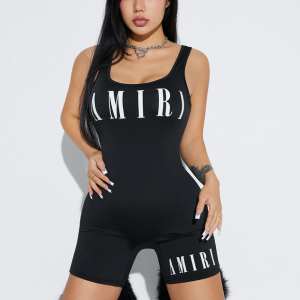 2024 Y2K Activewear Black Text Letter Romper - Trendy Street Style for Aesthetic Outfits