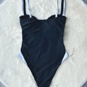 2024 Y2K Aesthetic Backless Monokini Swimsuit - Sexy Patchwork Brazilian Swimwear for Beach