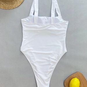 2024 Y2K Aesthetic Bandeau Monokini Swimsuit - Sexy Patchwork Brazilian Swimwear