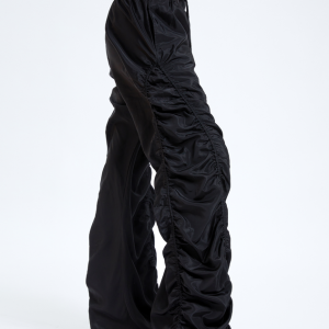 2024 Y2K Aesthetic Black Wrinkled Bottom Cargo Pants for Trendy Street Style