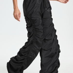 2024 Y2K Aesthetic Black Wrinkled Bottom Cargo Pants for Trendy Street Style