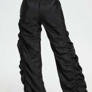 2024 Y2K Aesthetic Black Wrinkled Bottom Cargo Pants for Trendy Street Style