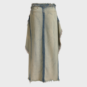 2024 Y2K Aesthetic Denim Maxi Skirt - Versatile Plain Skirt for Trendy Outfits