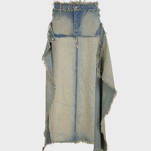 2024 Y2K Aesthetic Denim Maxi Skirt - Versatile Plain Skirt for Trendy Outfits