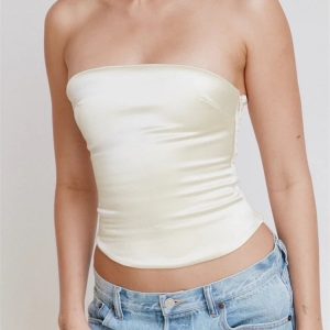 2024 Y2K Aesthetic Grunge Halter Tank Backless Bustier Mini Crop Top for Summer Streetwear