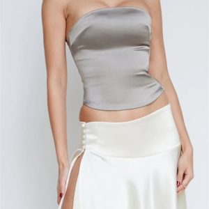 2024 Y2K Aesthetic Grunge Halter Tank Backless Bustier Mini Crop Top for Summer Streetwear