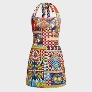 2024 Y2K Aesthetic Halter Geometric Sleeveless Mini Dress for Trendy Outfits