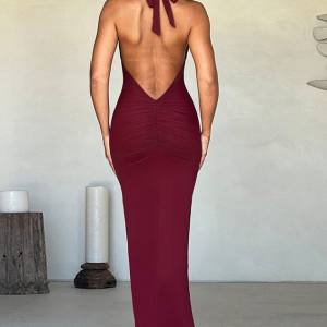 2024 Y2K Aesthetic Halter Sleeveless Maxi Dress - Chic and Stylish for Every Occasion