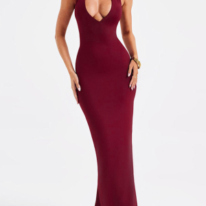 2024 Y2K Aesthetic Halter Sleeveless Maxi Dress - Chic and Stylish for Every Occasion