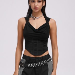 2024 Y2K Aesthetic Hooded Plain Tank Top - Comfy and Stylish for Everyday Outfits