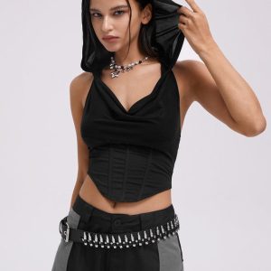 2024 Y2K Aesthetic Hooded Plain Tank Top - Comfy and Stylish for Everyday Outfits