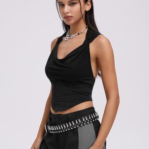 2024 Y2K Aesthetic Hooded Plain Tank Top - Comfy and Stylish for Everyday Outfits