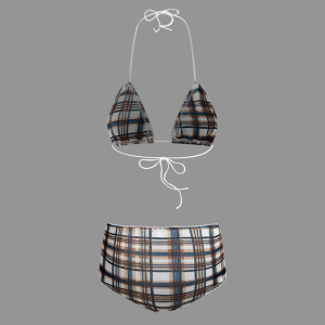 2024 Y2K Aesthetic Plaid Jersey Bikini Set with Stylish Cover-Up for Trendy Summer Vibes