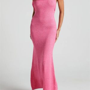 2024 Y2K Aesthetic Sexy Knitted Summer Sleeveless Spaghetti Strap Backless Dress