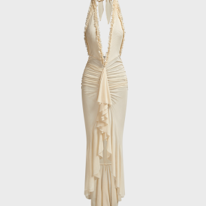 2024 Y2K Aesthetic Spaghetti Strap Sleeveless Maxi Dress for Effortless Style