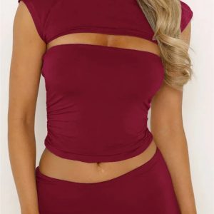 2024 Y2K Aesthetic Strapless Off Shoulder Tube Top - Solid Color Slim Fit Cropped Vest