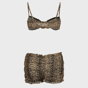 2024 Y2K Chiffon Leopard Print Top & Pants Two-Piece Set for Trendy Aesthetic Outfits