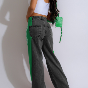 2024 Y2K Color Block Denim Straight Leg Jeans for Trendy Aesthetic Outfits