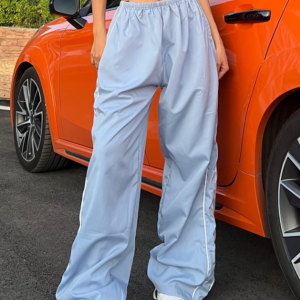 2024 Y2K Color Block Twill Straight Pants - Trendy Sweatpants & Joggers for Aesthetic Style