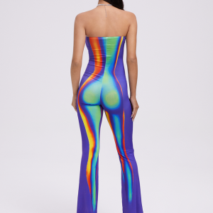 2024 Y2K Edgy Multicolor Body Print Tube Jumpsuit for Trendy Aesthetic Outfits