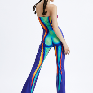 2024 Y2K Edgy Multicolor Body Print Tube Jumpsuit for Trendy Aesthetic Outfits