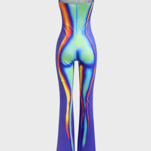 2024 Y2K Edgy Multicolor Body Print Tube Jumpsuit for Trendy Aesthetic Outfits