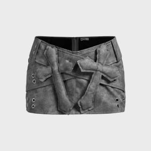 2024 Y2K Fashion Deep Gray Cargo Skirt for Trendy Grunge and Coquette Aesthetic Outfits